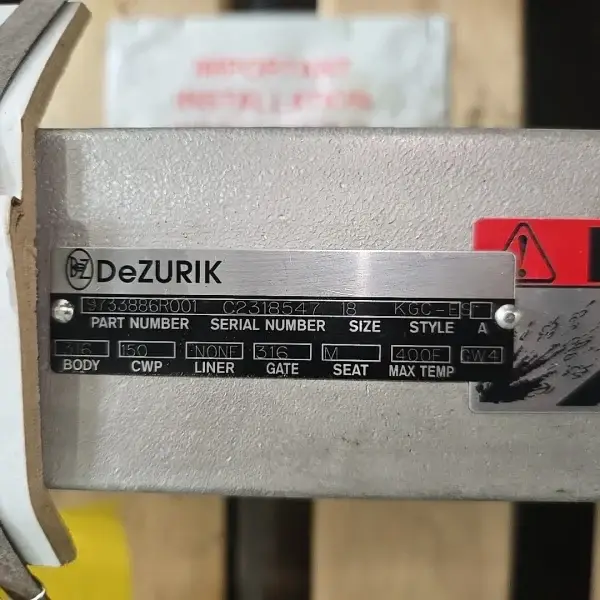DeZURIK 18" KGC Class 150 knife gate valve 316SS