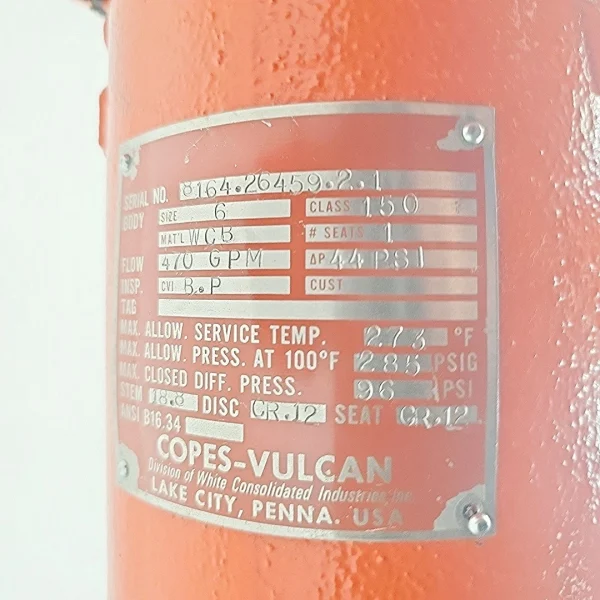 Copes-Vulcan Control Valves